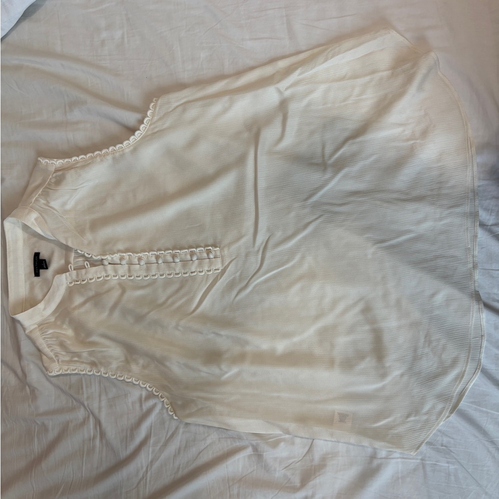 Ann Taylor White Sleeveless Blouse